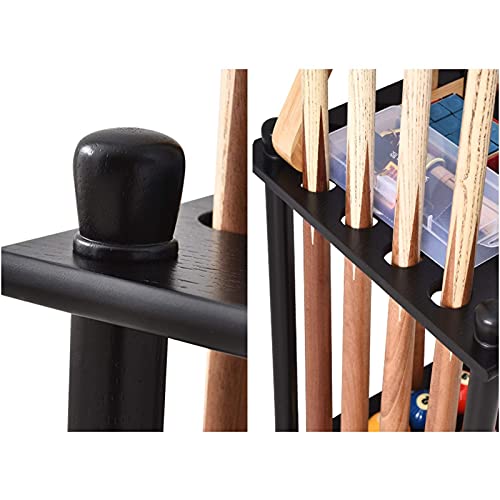 Billiard Corner Stand Freestanding Pool Cue Rack Unisex's Hardwood Corner Floor Billiard Rack Holds 8 Pool Cue Stick and Full Set of Pool Balls