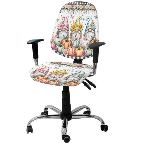 Savannan Office Chair Cover, Pastoral Gnomes Floral Pumpkin Protective Stretch Elastic Universal Cover for Desk Task Chair,Computer Rotating Chair 1 Pcs Black White Buffalo Plaid