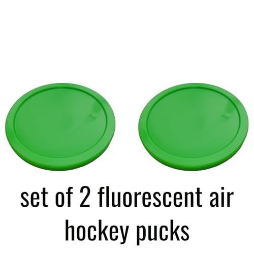 3.25-Inch (82mm) Fluorescent Air Hockey Pucks - Set of 2 - Durable 7mm Thick Pucks for Standard & Commercial Air Hockey Tables - High Visibility & Fast Gameplay