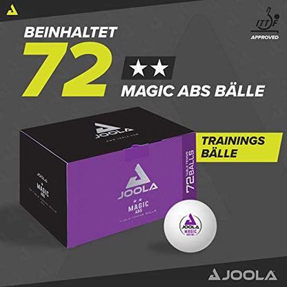 JOOLA Magic 2-Star ABS Training Table Tennis Balls - Includes 72 Balls for Table Tennis Training - 40+mm - Perfect Addition to Table Tennis Accessories - White