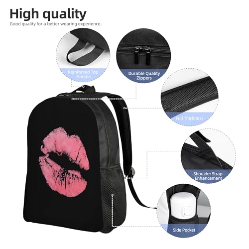 Kiss Pink Lips Print Backpacks For Men Women Book Bag Travel Hiking Camping Work Lightweight - color: Ye18