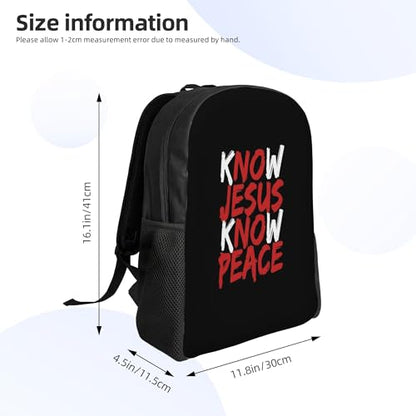 Know Jesus Know Peace.Jpeg Backpacks For Men Women Book Bag Travel Hiking Camping Work Lightweight - color: Ye14