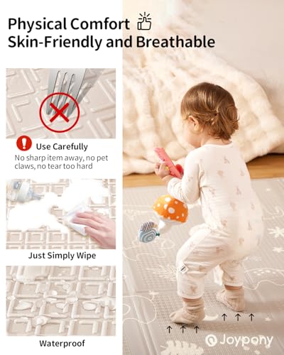 Joypony Baby Play Mat, 71x59 Inch Foldable Play Mats for Babies and Toddlers, Waterproof & Anti-Slip Portable Foam Floor Mat for Tummy Time with Travel Bag Indoor Outdoor - size: 59x71x0.4 Inch