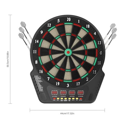 Electronic Dartboard Set with Digital Scoreboard, Up to 16 Player Score Display, 27 Game Modes, 243 Extended Play Styles, Includes Soft Tip Darts and Extra Tips