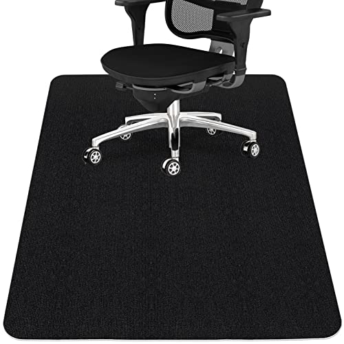 Sycoodeal Office Chair Mat for Hardwood Floor,Office Computer Gaming Chair Mat for Tile Floor,Large Floor Protector Rug,Anti-Slip,Easy to Clean,Pure Black(48"x55") - color: Black (1 Pack), size: 48*55"