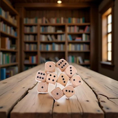 20Pcs Wooden D6 Dice Set, 20mm Round Corner, 6 Sided Gaming Dice for Adults Standard Game Dice
