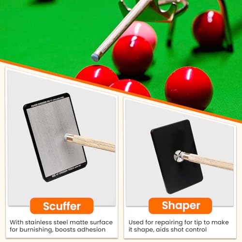 Changor Billiard Stick Tip Shaper, Snooker Pool Cue Tip Aluminum Made Steel Matte Pool Cue Tip Shaper Billiard Pool Cue Accessories Tool, 3.54 * 2.24 * 0.20 inch