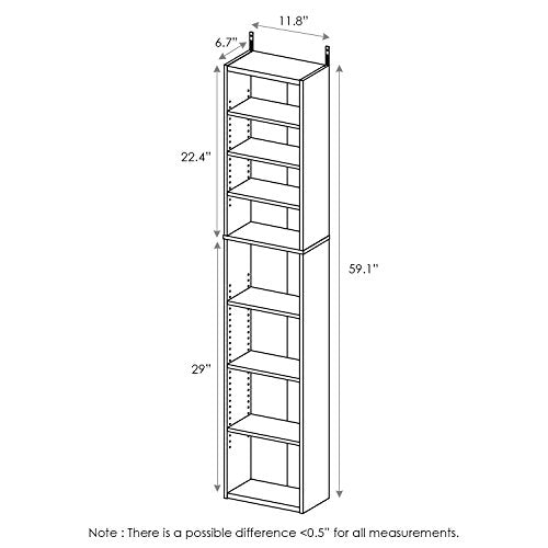 FURINNO Indo 8-Tier Media Tower, Espresso - color: Espresso, size: 8-Shelf, Slim