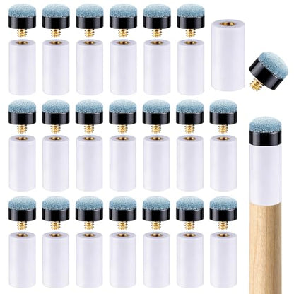 20 Sets Pool Cue Tips Replacement Kit, Screw On Pool Stick Tips Billiard Cues Tips Replacement with White Pool Cue Stick Ferrules, 12mm/13mm, 10 Sets Each