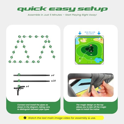 72" x 72" Battle Golf Chipping Game - 2-in-1 Sticky Golf Game Set, Large Chipping Mat with Golf Clubs, 20 Sticky Balls for Chipping Practice - Fun Family Party Game for Indoor and Outdoor Use - size: 72" x 72" Complete Set