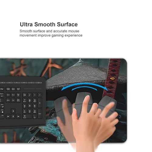 Large Extended Gaming Mouse Pad with Stitched Edges, (35.4X15.7In) Durable Non-Slip Natural Rubber Base, Waterproof Computer Keyboard Pad Mat for Esports Pros/Gamer/Desktop/Office/Home (C) - color: C