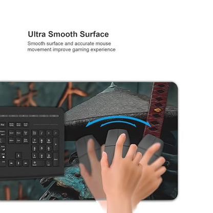 Large Extended Gaming Mouse Pad with Stitched Edges, (35.4X15.7In) Durable Non-Slip Natural Rubber Base, Waterproof Computer Keyboard Pad Mat for Esports Pros/Gamer/Desktop/Office/Home (C) - color: C