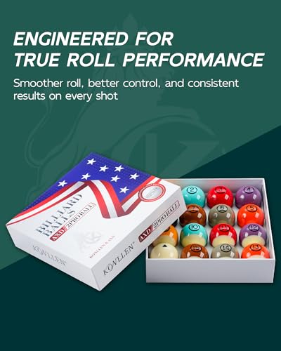 KONLLEN Phenolic Resin Billiard Balls Set 2-1/4" Regulation Size Tournament Pool Balls Set Pool Table Accessories - color: AXD-2PRO