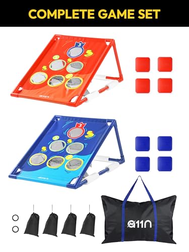 A11N SPORTS Floating Pool Cornhole Set, Heavy-Duty PVC Water Cornhole Game for Adults & Kids, Includes Unsinkable Bean Bags & Target, Summer Swimming Pool Toys & Backyard Lawn Games for Parties