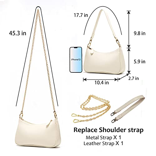 VODIU Clutch Tote Handbags with 2 Removable Straps and Zipper Closure Crossbody Bags Shoulder Purse Handbag for Women - color: Beige