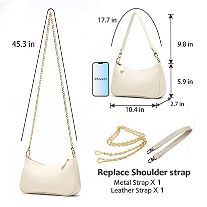 VODIU Clutch Tote Handbags with 2 Removable Straps and Zipper Closure Crossbody Bags Shoulder Purse Handbag for Women - color: Beige