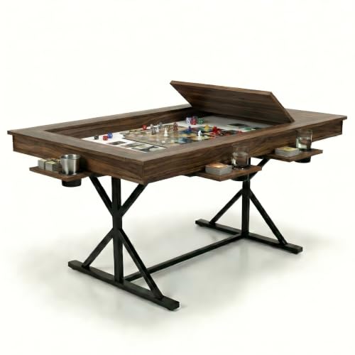 ARTETHYS Board Game Table with Mat & Removable Top Panels for 4-6 Players | 62"x38" Convertible Dining to Gaming Table,Big Card Table with 6 Cup Holders & Hobby Tray for Poker,Family Gatherings