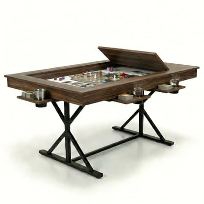 ARTETHYS Board Game Table with Mat & Removable Top Panels for 4-6 Players | 62"x38" Convertible Dining to Gaming Table,Big Card Table with 6 Cup Holders & Hobby Tray for Poker,Family Gatherings