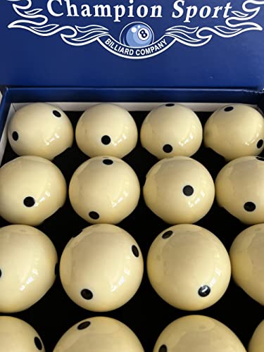 Champion 2-1/4" Billiard Practice Training Pool Cue Ball (6 dot, 16 Balls/Box, Purple, Black, Green, Blue, Red - size: Black six dot
