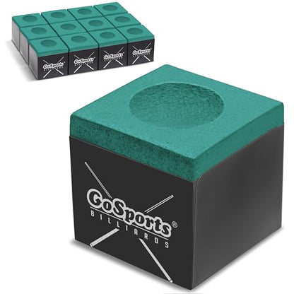 GoSports Premium Pool Cue Chalk Cube 12 Pack - Black, Blue, Red, or Green - Billiards Pool Stick Chalk - color: Green