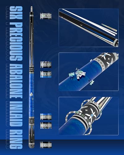 KONLLEN KL-KB Low Deflection Maple Billiards Cue Pool Cue Stick Real Wood Abalone Shell Inlay Wrapless 12.5mm Tip - color: AK-KB-2-set3