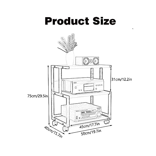 3 Tier AV Media Cabinet Stand, Gaming TV Cabinet and Stereo Rack Audio Tower with Height Adjustable Tempered Wood Stand