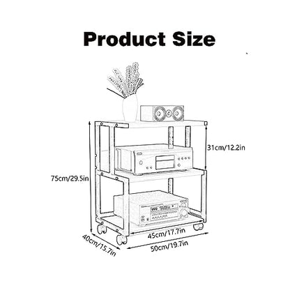 3 Tier AV Media Cabinet Stand, Gaming TV Cabinet and Stereo Rack Audio Tower with Height Adjustable Tempered Wood Stand