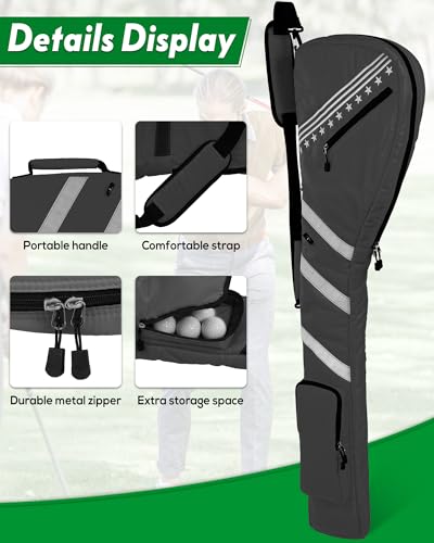 Big Teeth Golf Sunday Bag, Small Golf Bag Lightweight, Par 3 Golf Bag for A Few Clubs Driving Range, Practice with Carry Shoulder Strap Foldable Multi-Colour - color: Grey