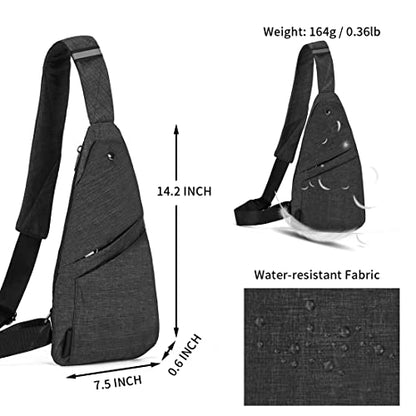 Seoky Rop Slim Sling Bag Small Ultra Thin Water Resistance Crossbody Chest Shoulder Backpack Personal Pocket Bag Dark Grey - color: Dark Grey-1