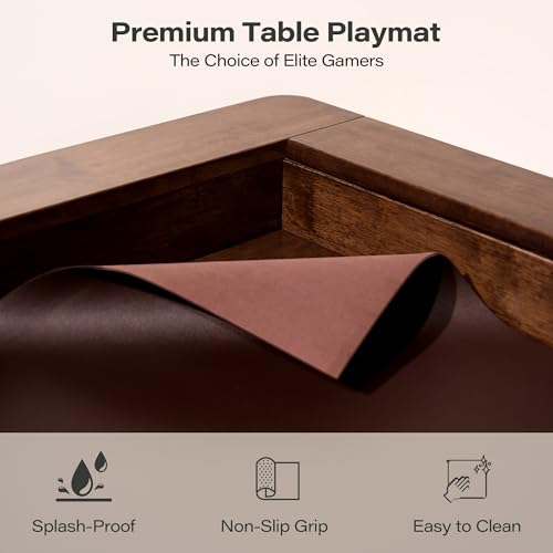 LAUSAINT HOME Board Game Table, 59" Hexagon Gaming Table with Removable Table Top & Play Mat for 6 Players, Includes Detachable Cup Holders and Trays for Dining, Card, DND, Poker in Walnut - size: Hex Table