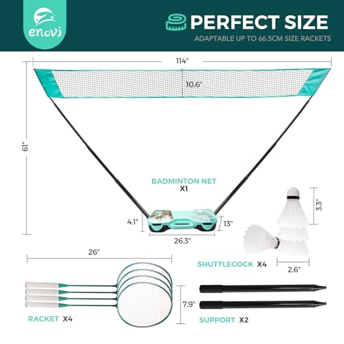 EasyGo Badminton Set with Net, 4 Rackets, 4 Shuttlecocks, Portable Storage Box, for Backyards, Outdoor Games, Yard Games | Badminton Set, Outdoor Games, Yard Games