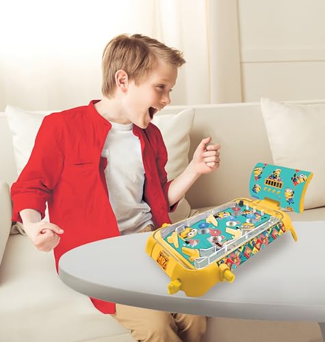 Lexibook, Despicable Me, Electronic Table Pinball, Action & Reflex Games for Kids and Family, LCD Screen, Light and Sound Effects, Yellow/Blue, JG610DES