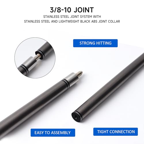 GSE Games & Sports Expert 58" 2-Piece Fiberglass Graphite Composite Billiard Pool Cue Sticks (Several Colors Available, Weight from 18oz, 19oz, 20oz, 21oz) - color: Grey, style: 19oz