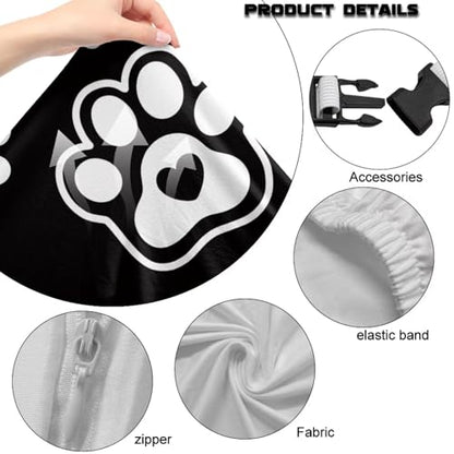 Dog Paw Print Gaming Chair Covers Slipcovers Computer & Gaming Chair Slipcover with 2 Armrest Covers Dust-Proof Machine Washable Home Decorations - color: Black and White - Dog Paw