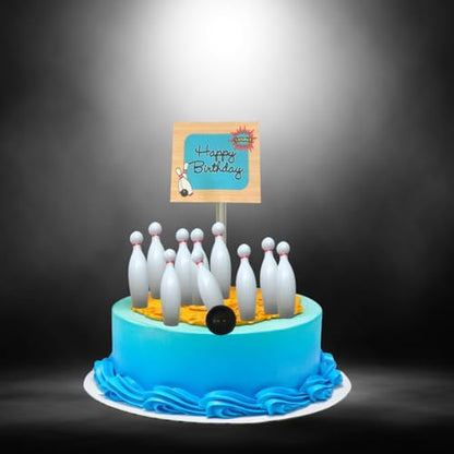 Bowling Happy Birthday Banner and Mini Miniature Bowling Pins Cake Decoration Cake Topper