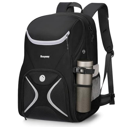 Bosynoy Bowling Ball Bag, Bowling Backpack for Single Ball with Shoe Compartment, Bowling Bag Totes Fits Shoes Up to US Mens Size 16 with Padded Holder, Black