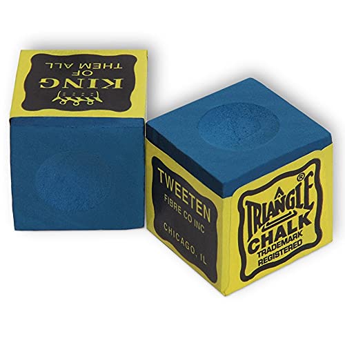 Triangle Billiard Pool Cue Chalk - 1 Dozen - Made in The USA + 2 pcs of Quality Billiard Pool Table Spots by Tweeten Fibre Co. - color: Blue