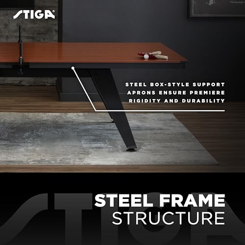 STIGA Ultra Indoor Table Tennis Table – 18mm Woodgrain Ping Pong Table with Steel Frame, Tournament Net & Post, Adjustable Leg Levelers, Modern Furniture-Style Design