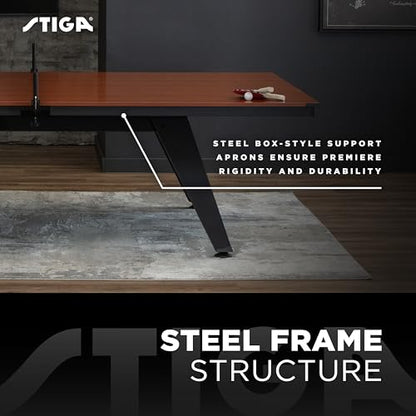 STIGA Ultra Indoor Table Tennis Table – 18mm Woodgrain Ping Pong Table with Steel Frame, Tournament Net & Post, Adjustable Leg Levelers, Modern Furniture-Style Design
