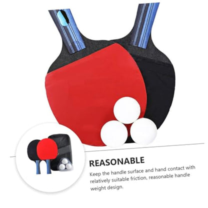 Mikikit Table Tennis Racket Set with Double Sided Reverse Adhesive Paddles Balls and Carry Bag High Friction Rubber for Strong and Comfortable Grip Outdoor Pingpong Bat Kit