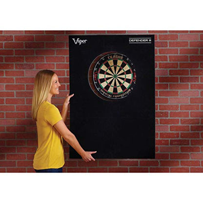 Viper Defender III Extended Length Dartboard Surround Wall Protector, Fits 17.75" and 18" Bristle Dartboards, Compression-Fit Easy Mounting, 45" H x 32" W x 1" Thickness - color: Black