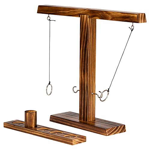 Franklin Sports Dueling Ring Hooking Game - Fun Wooden Adult and Kid Party Indoor Game Room Activity - Two Rings and Score Tracker Included