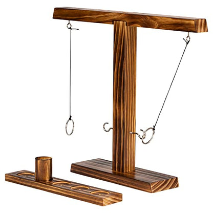Franklin Sports Dueling Ring Hooking Game - Fun Wooden Adult and Kid Party Indoor Game Room Activity - Two Rings and Score Tracker Included