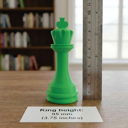 Staunton Chess Pieces Half Set, 17 Green Pieces, 3.75" King | Made in USA - color: Green