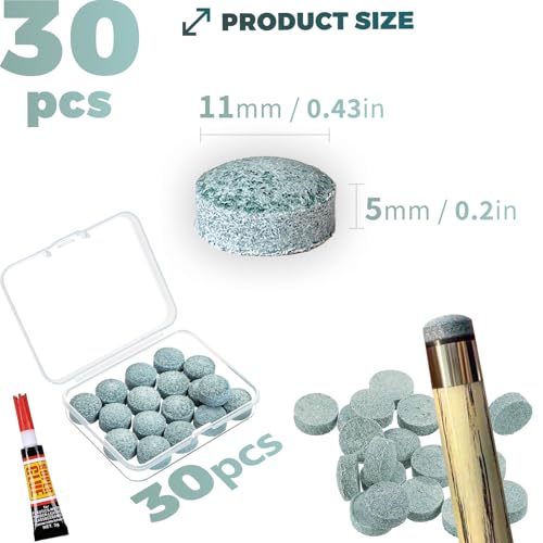[4Packs] 11+11+12+13mm Billiard Cue Tips, Pool Stick Tips Replacement Repair Kit with Storage Box and Glue for Billiard Pool Table Cues Head and Snooker Stick Blue - SOLROS