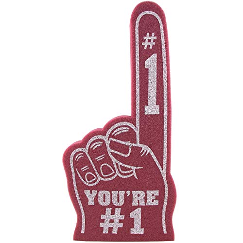 Giant Foam Finger 18 Inch- You're Number 1 Foam Hand for All Occasions - Cheerleading for Sports - Exciting Vibrant Colors use as Celebration Pom Poms- Great for Sports Events Games School Business - color: maroon