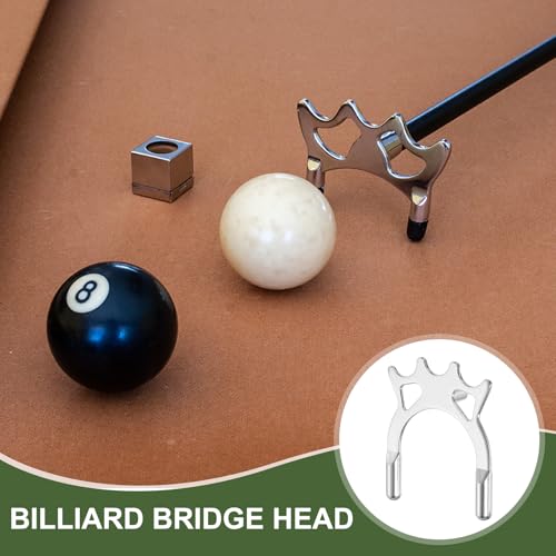 Billiard Bridge Head, Pool Cue Stick Bridge Screw-on Metal Cue Rests Billiard Accessories - color: Silver, style: High Fork