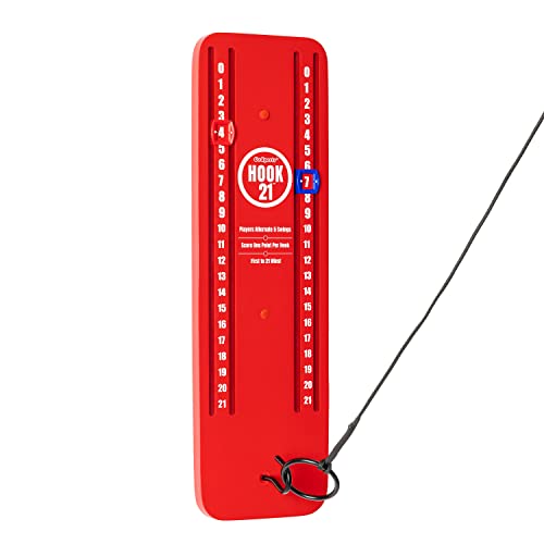 GoSports Hook 21 Ceiling Mount Ring Swing Game - Play Indoors or Outdoors - Blue, Gray, Natural or Red - color: Red