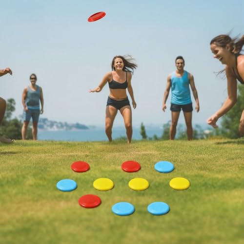 18 Pcs Mini Flying Disc Game Set 4.6" Interactive Adult Outdoor Sport Plastic Flying Disc Yard Outside Fun Toss Game for Beach Lawn Backyard Park Camping Family Outdoor Activities