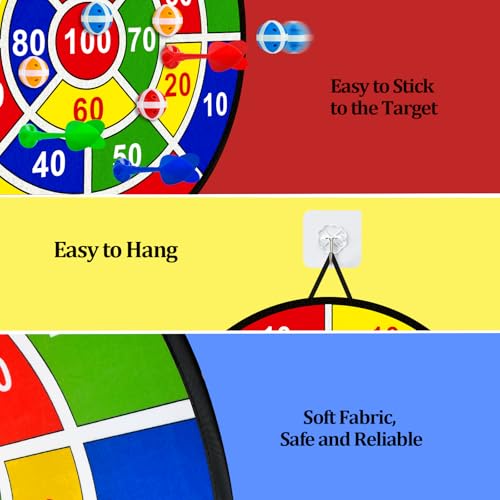 Large Dart Board Toys for Kids - 29'' Sticky Board with 12 Sticky Balls 4 Darts Indoor Outdoor Party Games Toys Easter Basket Stuffers Birthday Gifts for 3 4 5 6 7 8 9 10 11 12 Years Old Boys Girls